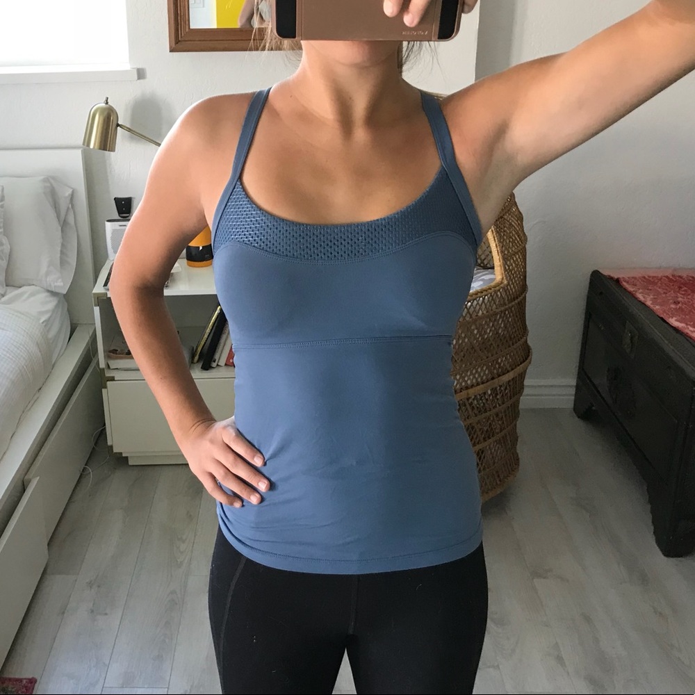 Lorna Jane Blue Grey Tank with Built in Bra